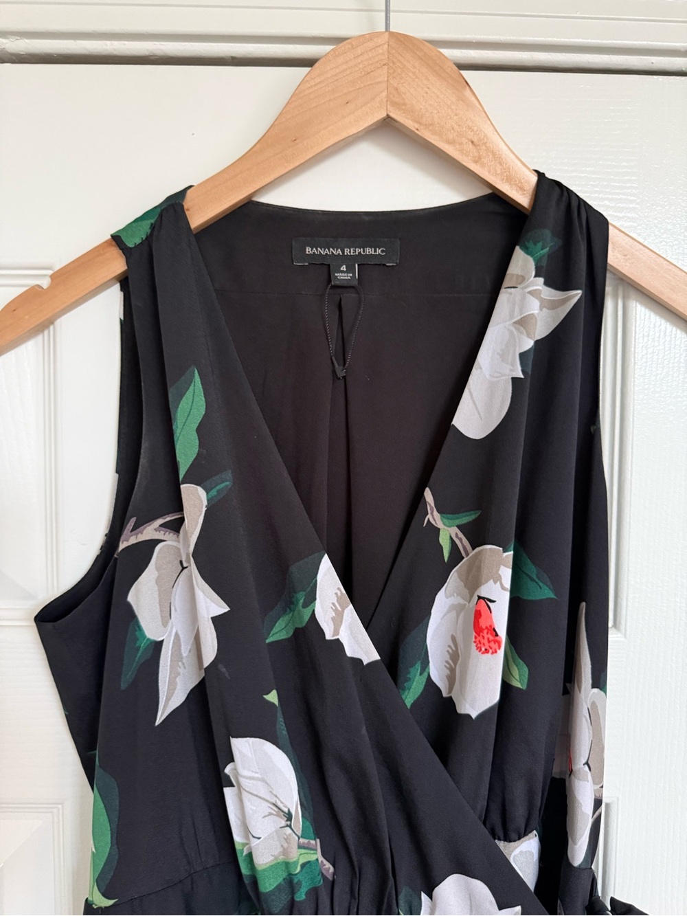 Banana Republic Floral Black White Midi Dress Size 4 - Picture 4 of 8